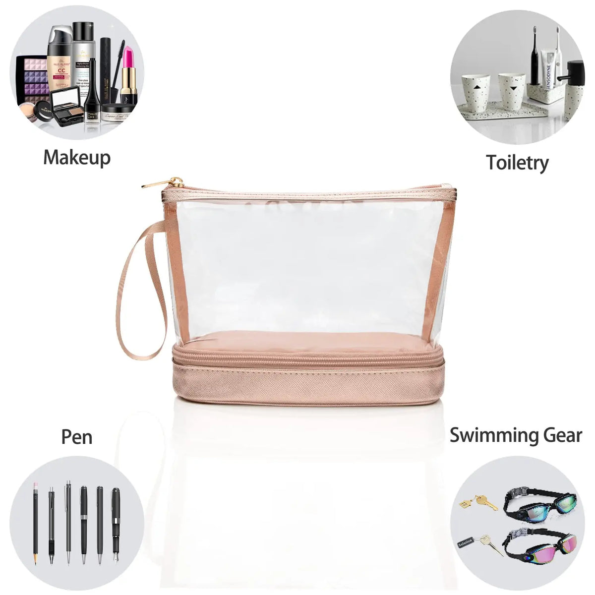  Double-Layer Large Capacity Makeup Bag, Multifunctional Wet and Dry Separation Travel Toiletry Bag, Makeup Brush Organizer