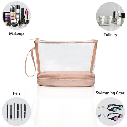  Double-Layer Large Capacity Makeup Bag, Multifunctional Wet and Dry Separation Travel Toiletry Bag, Makeup Brush Organizer