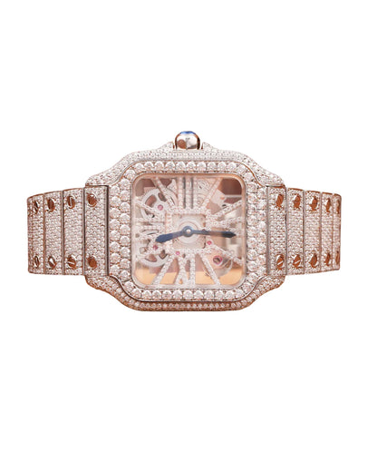 Moissanite Full White Gold Diamond Watch Skeleton Dial Quartz Watches for Export Sale Hip Hop Diamond Watch For Men's