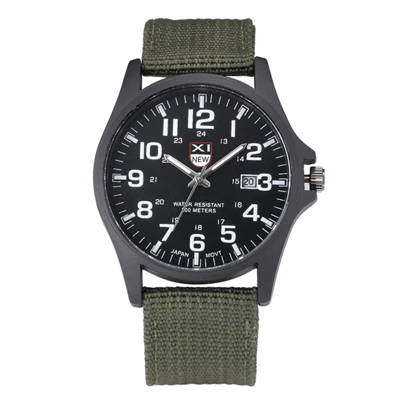 Men Genuine XINEW Brand Watches Students Fashion Casual Nylon Band Sports Army Gifts Date Quartz Wrist Watch Black Montre Homme
