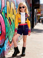 Girls' Casual Outfit: Long-Sleeved Top + Tight Shorts Two-Piece Set with Cartoon Print, Fashionable and Versatile, Suitable for Girls Aged 4-11, for Home and Outings