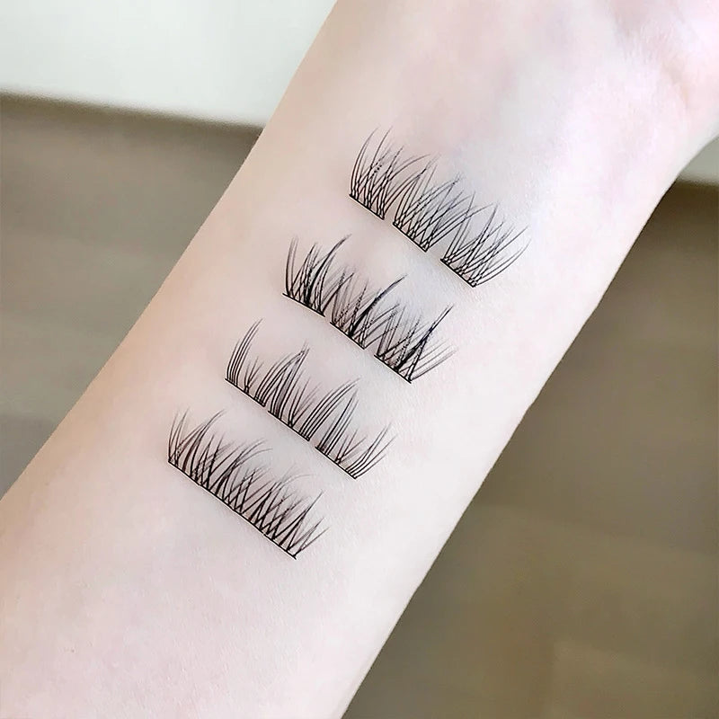 No-Glue False Eyelashes Easy 3-Step Application Natural Glue-free False Eyelashes DIY Lashes for Beginners with Sunflower Desig