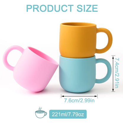 Color Kids 1PCS Silicone Baby Feeding Cup Single Handle Portable Water Bottle Pure Color BPA Free Baby Tableware Shower Gift