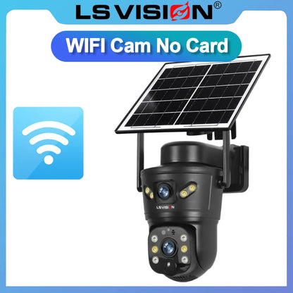 LS VISION Dual-Screen 4G/Wifi Outdoor Solar Camera Security 4K PIR Human Tracking CCTV Surveillance Camera V380 Pro Waterproof
