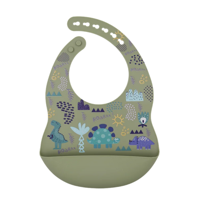 Customize Cartoon Animal Silicone Baby Bib with Name & Pattern Food-Grade Solid Feeding Bib DZ31
