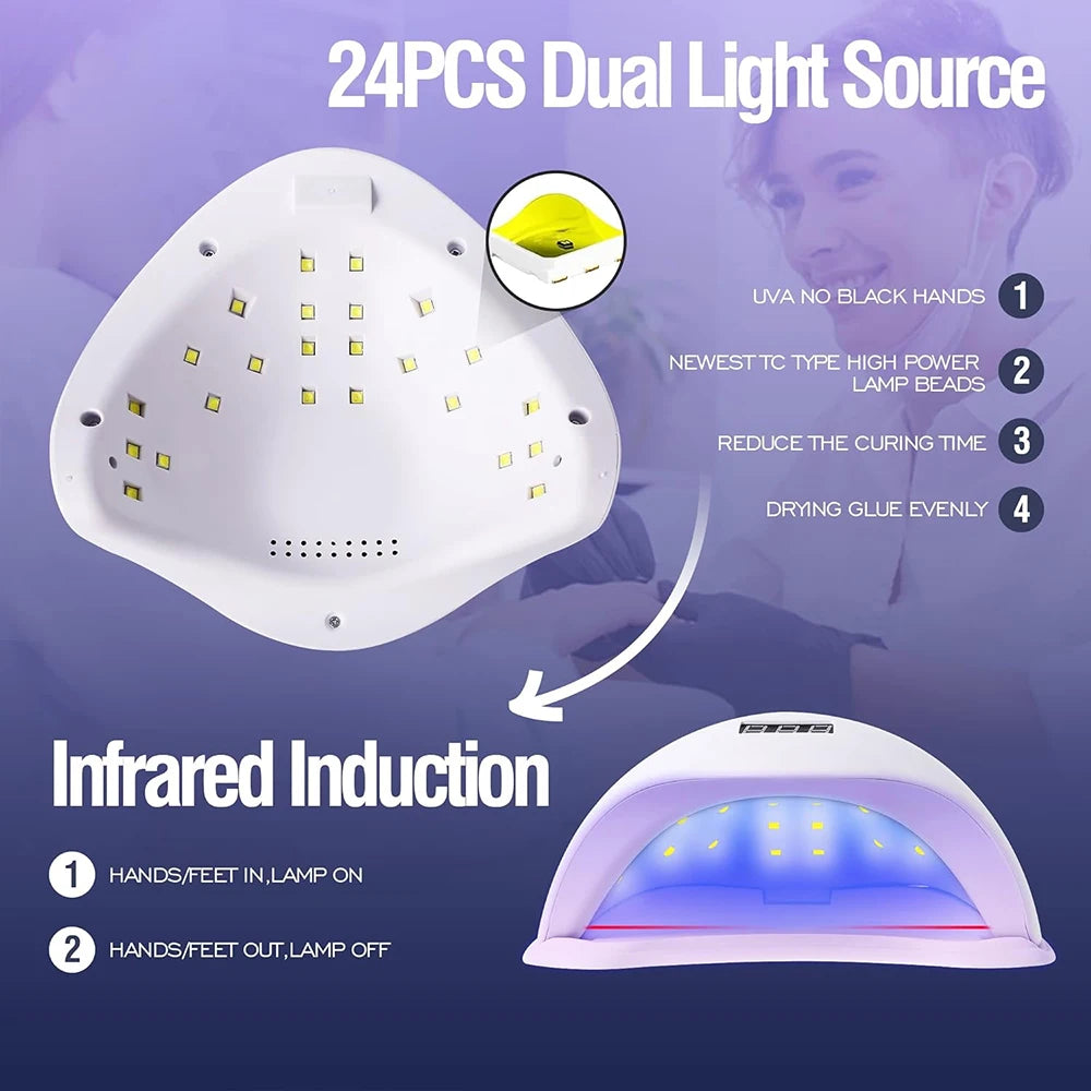 Nail Dryer Gel Nail Polish Curing LED UV Light With 4 Timers Automatic Sensor LCD Display Professional Nail Art Tools Accessorie
