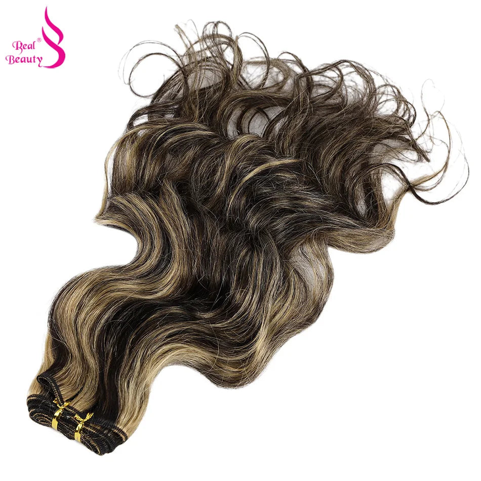 Real Beauty Platinum Blond Brazilian Body Wave Hair Weave Bundles 12"-28" High Ratio Remy Hair Extensions Brown #2 #4 #P6/613