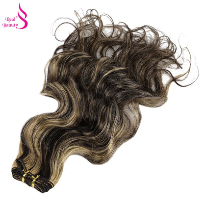 Real Beauty Platinum Blond Brazilian Body Wave Hair Weave Bundles 12"-28" High Ratio Remy Hair Extensions Brown #2 #4 #P6/613