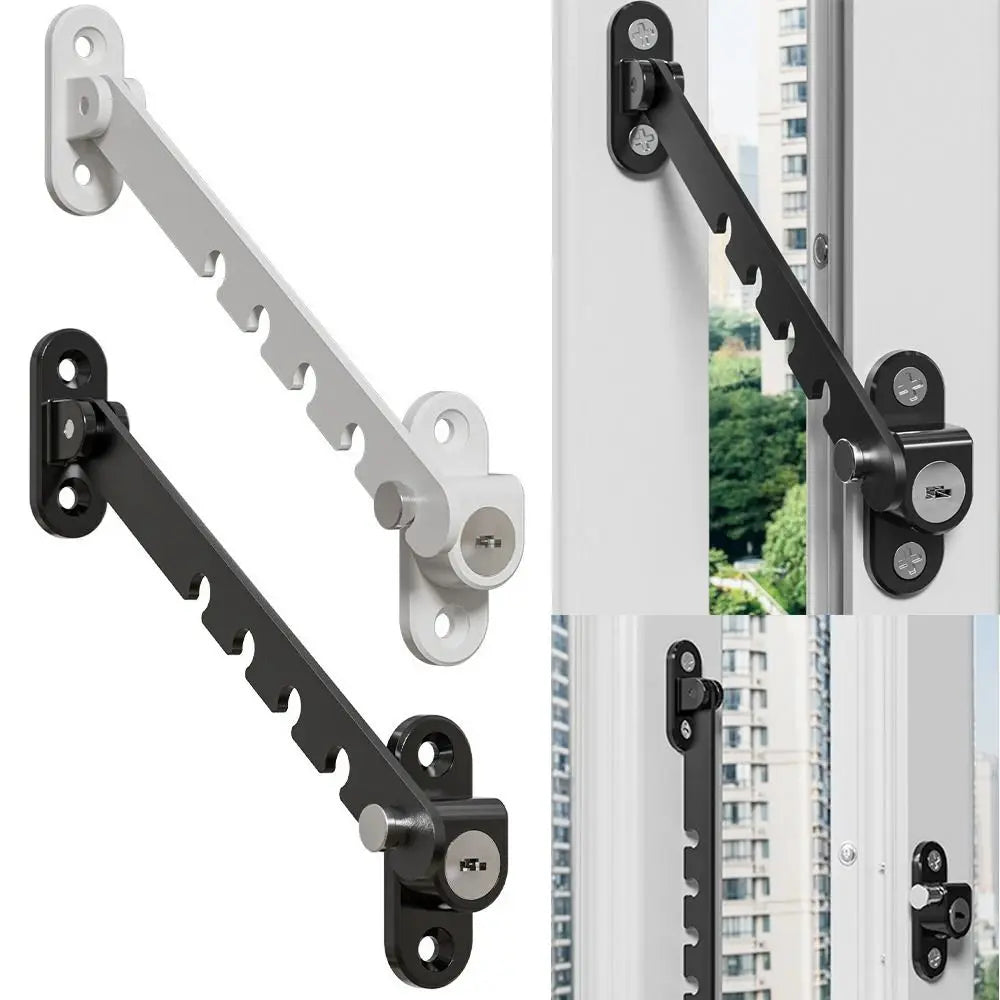Portable Metal Window Blocking Lock Adjustable Windproof Window Limiter Blocker Multiple Gears Fixator Children Safety Lock