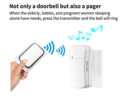 Self-Powered Wireless Doorbell, Household Anti-Theft Door Digital Music Chime Remote Control for Elderly Person's Call Device