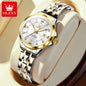 OLEVS 2906 Fashion Date Quartz Couple Watches Diamond Top Brand Luxury Watch For Men Women Waterproof Stainless Steel Wristwatch
