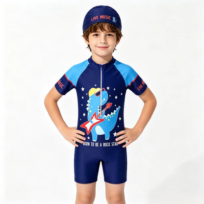 Baby Girls Rash Guard Swimsuits Bow Print Zip Up Short Sleeve Stand Collar Baby Girls Swimwears Bathing Suit 2 3 4 5 6 8 10Years