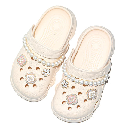 Kids' Glitter Clog, Lightweight EVA Garden Shoes, Waterproof Non-Slip Sandals, Comfortable Slip-On Shoes for Indoor Outdoor 1214