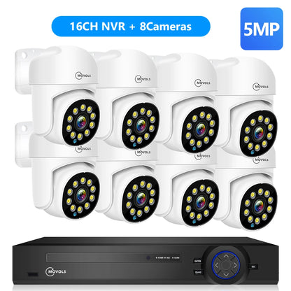 Movols 4K 16CH XMEYE POE Surveillance System 8MP 4MP Two Way Audio PTZ CCTV System AI P2P Security Camera Video Surveillance Kit
