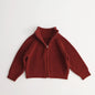 Autumn Winter Kids Sweater 1-6T Solid Color Zipper Boys Girls Turtleneck Cardigan Coat Children Baby Loose Warm Knit Tops