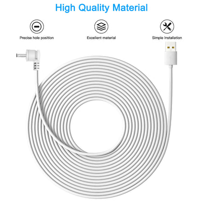 White 7.6M/25ft Weatherproof Outdoor Charging Cable for Ring Stick Up Cam Battery(3rd Gen)