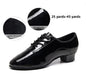 Children Latin Dance Shoes Boy Men Professional Leather Latin Shoes Black Soft Sole Kids Low-heeled Social Modern Dance Shoes