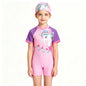 Baby Girls Rash Guard Swimsuits Bow Print Zip Up Short Sleeve Stand Collar Baby Girls Swimwears Bathing Suit 2 3 4 5 6 8 10Years