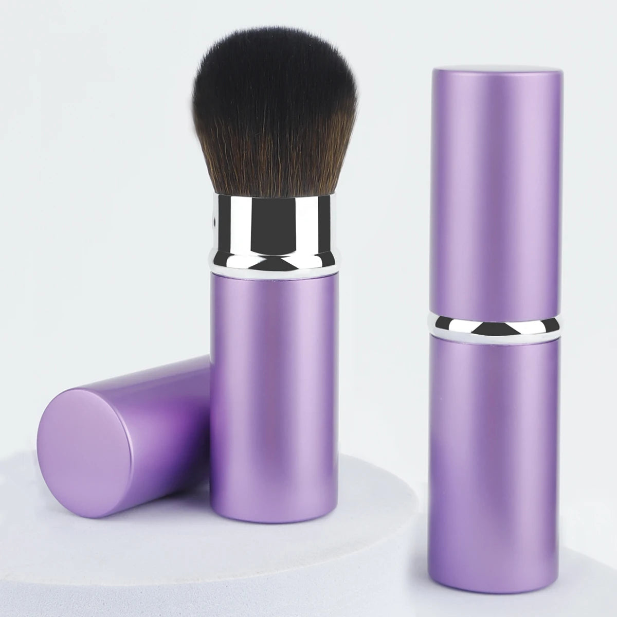 1pc Retractable Brush Makeup Brush Powder Blusher Powder Brush Mini Multi-function Portable With Aluminum Handle