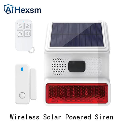 New 433MHz Wireless light Flash Strobe Outdoor Solar Waterproof Siren for Home Burglar PIR Motion Door Gap Security Alarm System