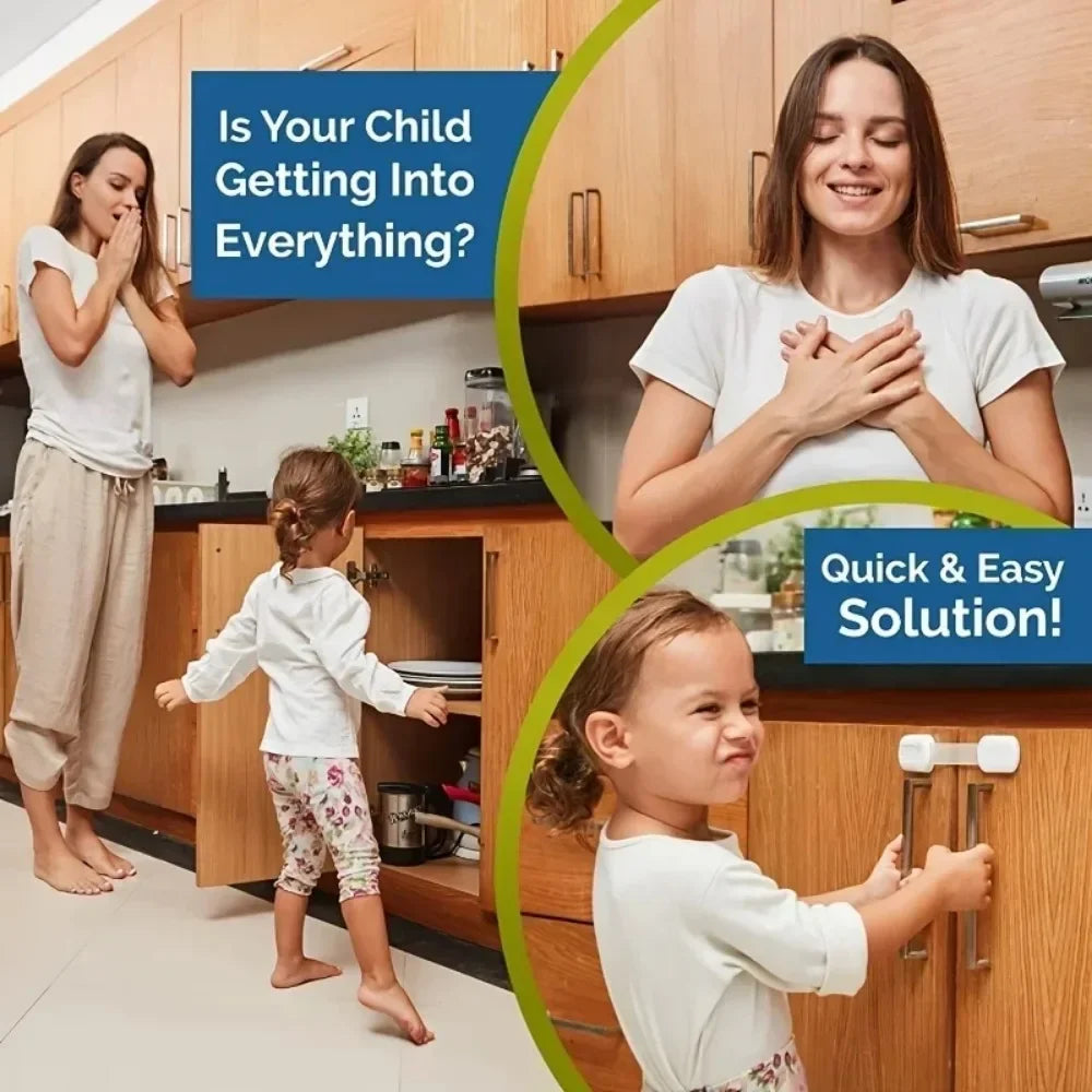 5/10pc Child Safety Strap Locks Baby Locks for Cabinets and Drawers Adhesive Pads Toilet Fridge & More No Installation Required