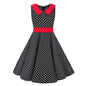 LPATTERN Girls' Vintage Rockabilly Dress Party Retro Polka Dot Floral Pattern A-line Dresses Pleated Skirt Knee-Length for 4-10Y