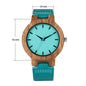 Unique Blue Genuine Leather Quartz Watch Men Women Fashion Minimalist Zebrawood Watch Case Couple Wristwatches Anniversary Gift
