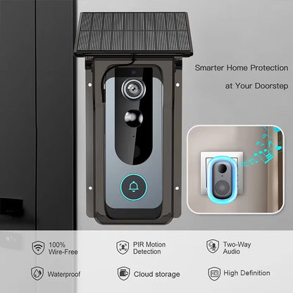 IP65 Waterproof Outdoor Wireless Doorbell with Solar Rain Cover Camera Tuya Eye Digital Door Peepholes Smart Home Video Intercom