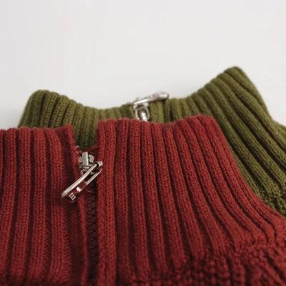 Autumn Winter Kids Sweater 1-6T Solid Color Zipper Boys Girls Turtleneck Cardigan Coat Children Baby Loose Warm Knit Tops