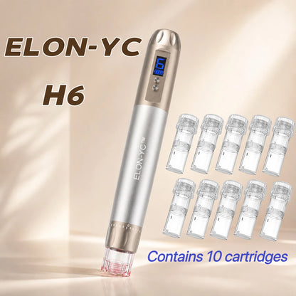 Newly ELON-YC-H6 Microneedling pen 2-in-1 beauty equipment with 10 cartridges Needle length 0.25mm