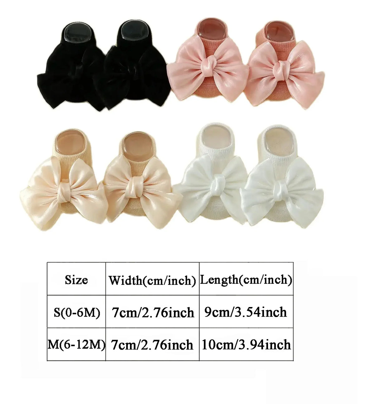 0-12 Months Cute Baby Girls Bow Socks,Newborn Baby Ankle Boat Socks Soft Fashion Non-Slip Infant Toddler Cute Gift Set 4 Pairs