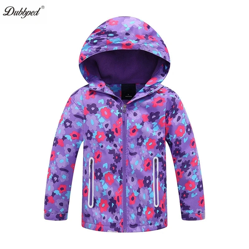 Dubbped Girl Polar Fleece Waterproof Jacket Spring Autumn Children Coats Sport Casual Kids Jackets Double-deck Windproof Jackets