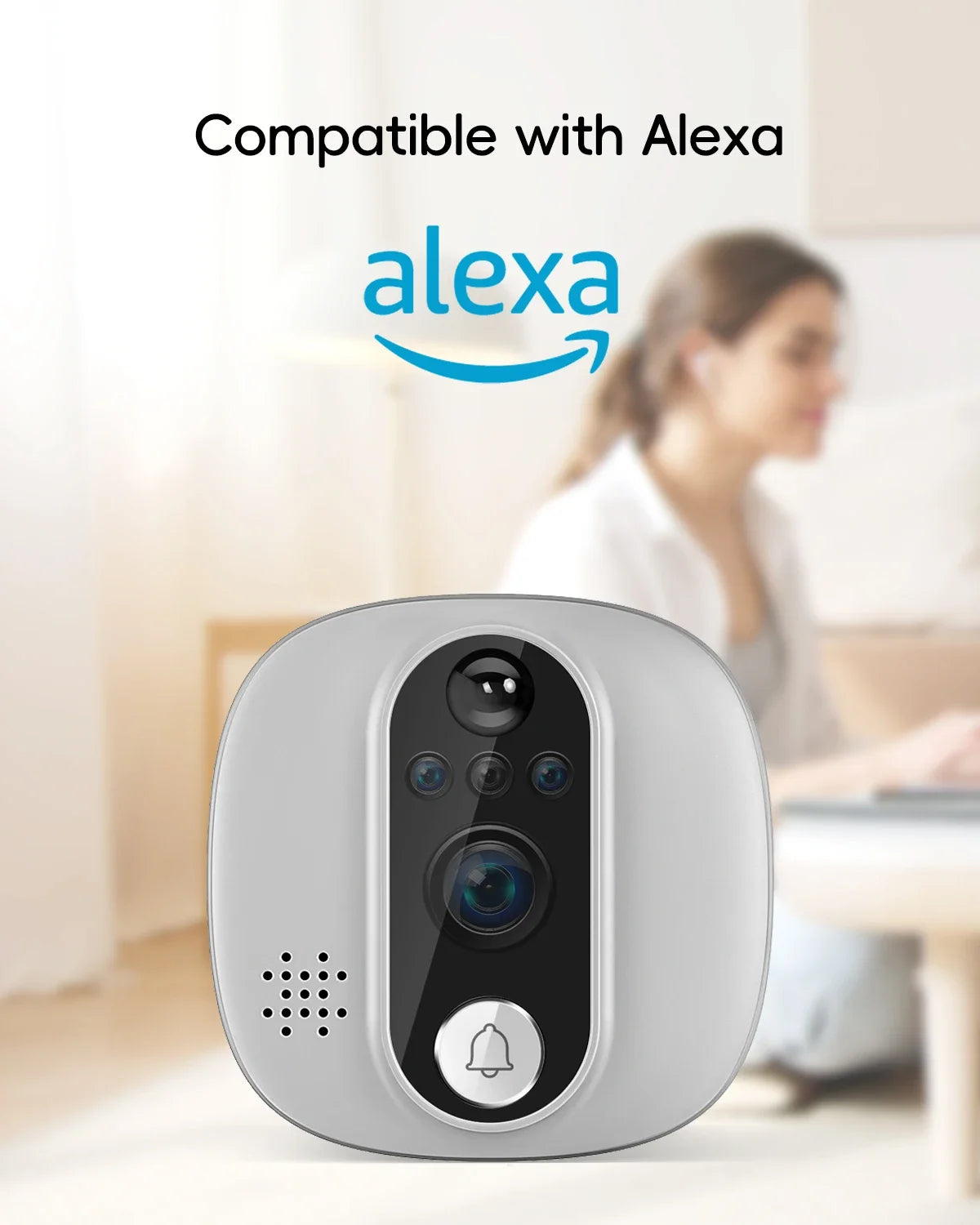Jeatone Alexa Tuya Smart WiFi Video Peephole 1080P/158° Doorbell Camera For Home 4.3" LCD Screen 24H PIR Movement Detection Eye