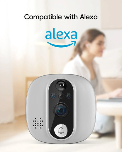 Jeatone Alexa Tuya Smart WiFi Video Peephole 1080P/158° Doorbell Camera For Home 4.3" LCD Screen 24H PIR Movement Detection Eye