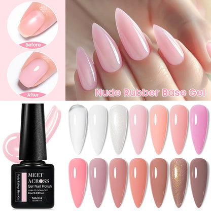 2 In 1 Nude Pink Rubber Base Gel Nail Polish Semi Permanent Self Leveling UV Construction Gel Varnish Soak off DIY Nail Supplies