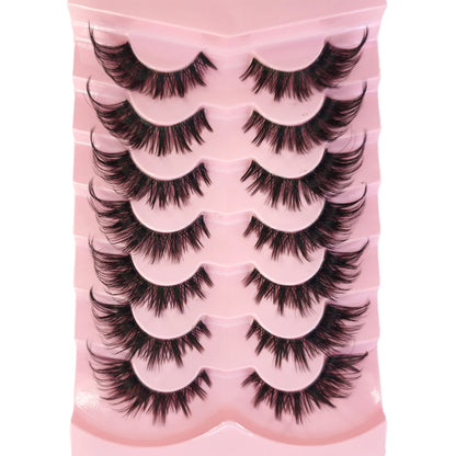 NEW 7pairs 8D Mink Lashes Natural Short False Eyelashes Mink Eyelashes 3D Mink Lashes Wispy HandMade Full Strip Lashes  Makeup