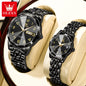 OLEVS 9970 Couple Watch For Men Women Luxury Number Dial Rhombus Mirror Quartz Hand Clock Stainless Steel Original Dress Watches