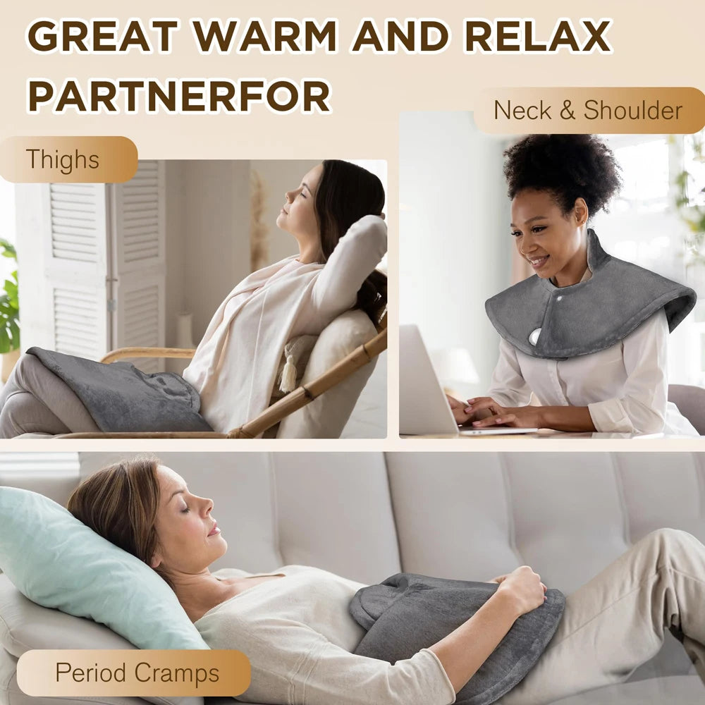 Electric Neck Massager Vibration Shawl 9 Levels Hot Compress Neck Winter Warm Back Tool Relax Brace Multi Functional Heating Pad