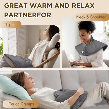 Electric Neck Massager Vibration Shawl 9 Levels Hot Compress Neck Winter Warm Back Tool Relax Brace Multi Functional Heating Pad