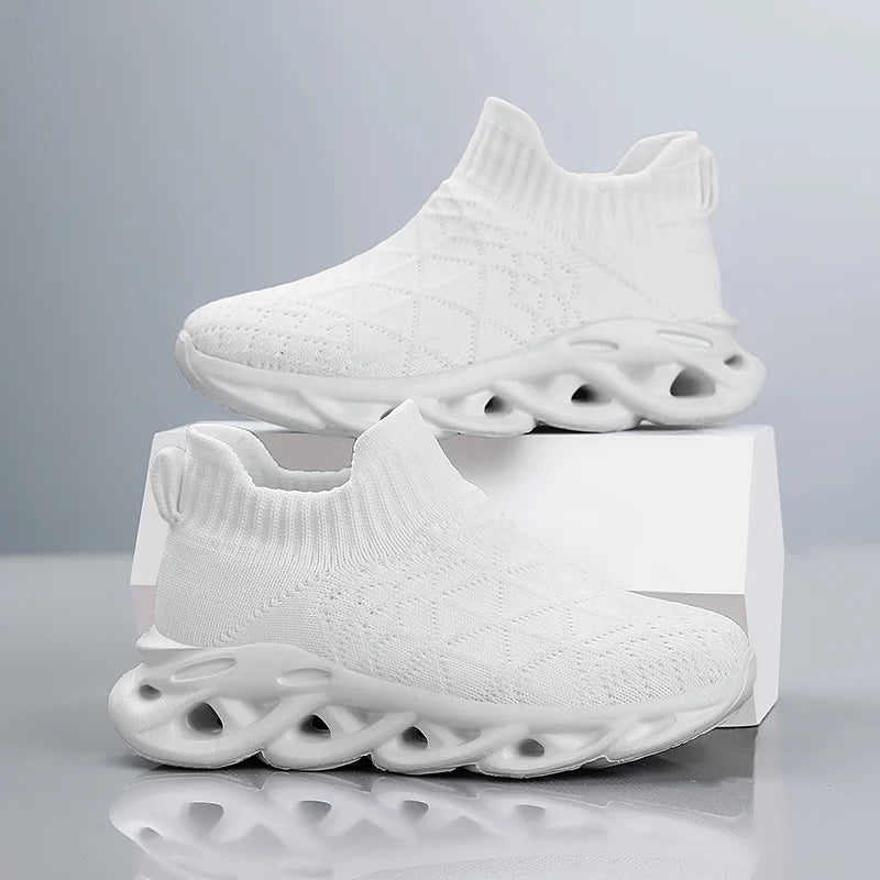 Children Sneaker Boys Sock Shoes Fashion Knit Spring Breathable Lightweight Running Sports Shoes Boy Slip on Casual Sneaker
