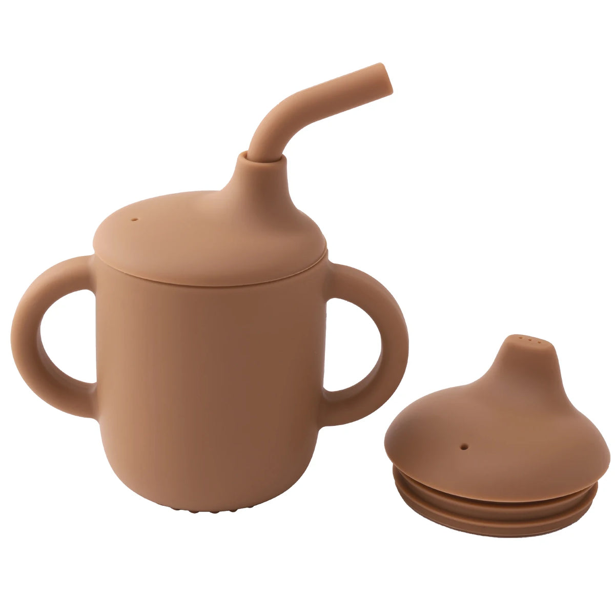 Color Kids 1PCS Silicone Straw Cup With Two Lids BPA Free Leakproof Portable Snack Container Drinking Cup Feeding Essentials