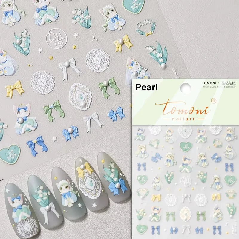 Pink Translucent Peach Jelly Texture 5D Soft Embossed Reliefs Self Adhesive Nail Art Stickers Cute Fruits 3D Manicure Decals