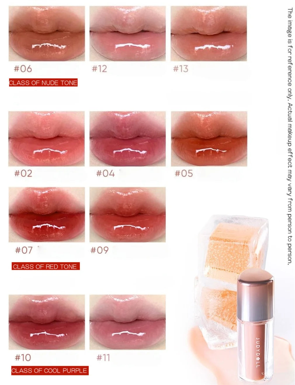 Judydoll Dual Finish Watery Lip Gloss 2.4g Nurturing Hydrating Color Fresh Makeup Cosmetics