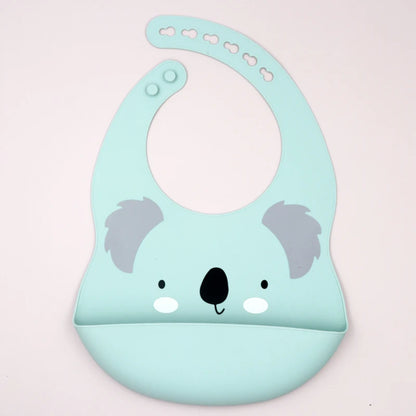 Customize Cartoon Animal Silicone Baby Bib with Name & Pattern Food-Grade Solid Feeding Bib DZ31