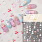 Pink Translucent Peach Jelly Texture 5D Soft Embossed Reliefs Self Adhesive Nail Art Stickers Cute Fruits 3D Manicure Decals