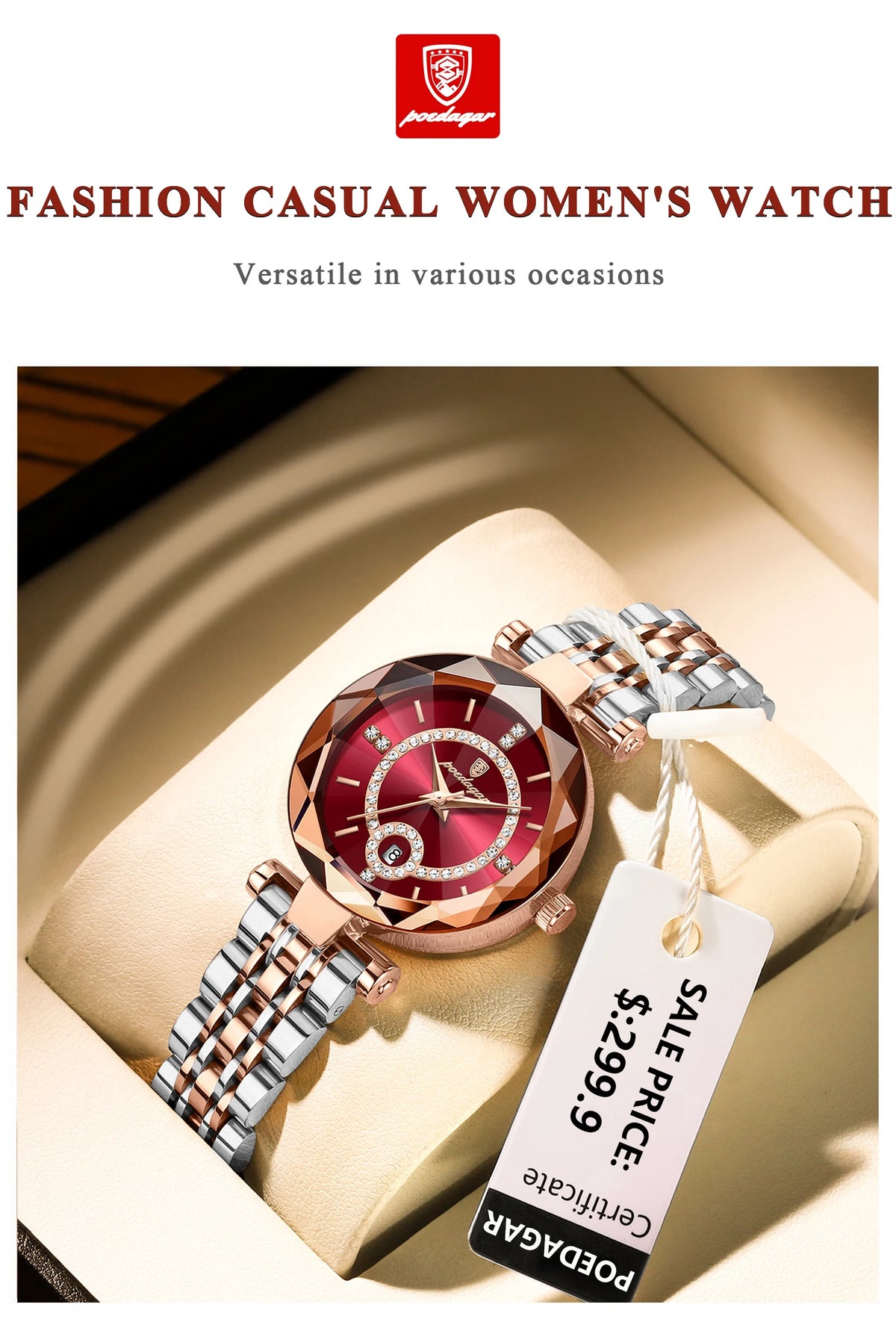 POEDAGAR Luxury Watch For Woman High Quality Diamond Ladies Quartz Watch Waterproof Date Stainless Steel Women Watches reloj+box