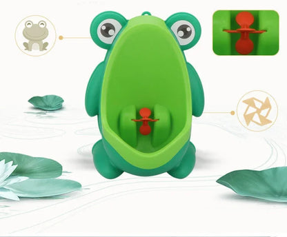 Boys Potty Training Urinal, Frog Design with Spinning Aim Target, Wall Mount Standing Pee Trainer for Toilet, Easy Clean