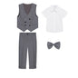 Teenager Kids Beige WaistCoat Shirt Pants Bowtie Tuxedo Dress Boys Vest Suit For Wedding Children Host Photograph Party Costume