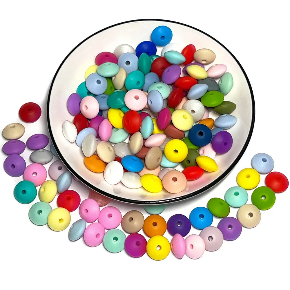 BOBO.BOX 100pc12mm Silicone Lentil Beads Baby Teething Bead BPA-Free Food Grade Making Baby Oral Care Pacifier Chain Accessorise