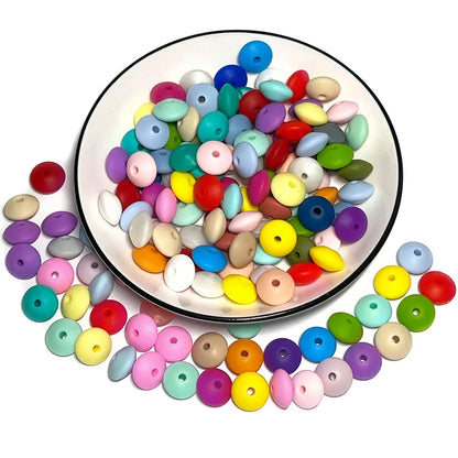 BOBO.BOX 100pc12mm Silicone Lentil Beads Baby Teething Bead BPA-Free Food Grade Making Baby Oral Care Pacifier Chain Accessorise